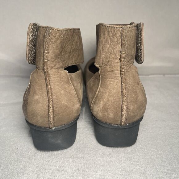 Dansko Lulu Ankle Strap Wedges Comfort Shoes Leather Taupe Brown Women 6.5-7 - Picture 4 of 8